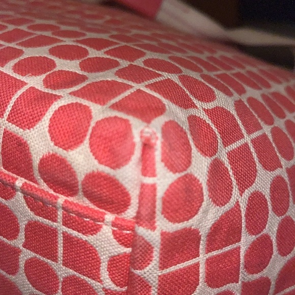 Kate Spade Pink Noel Shoulder bag small tote Geometric pattern canvas VGUC - Picture 14 of 17